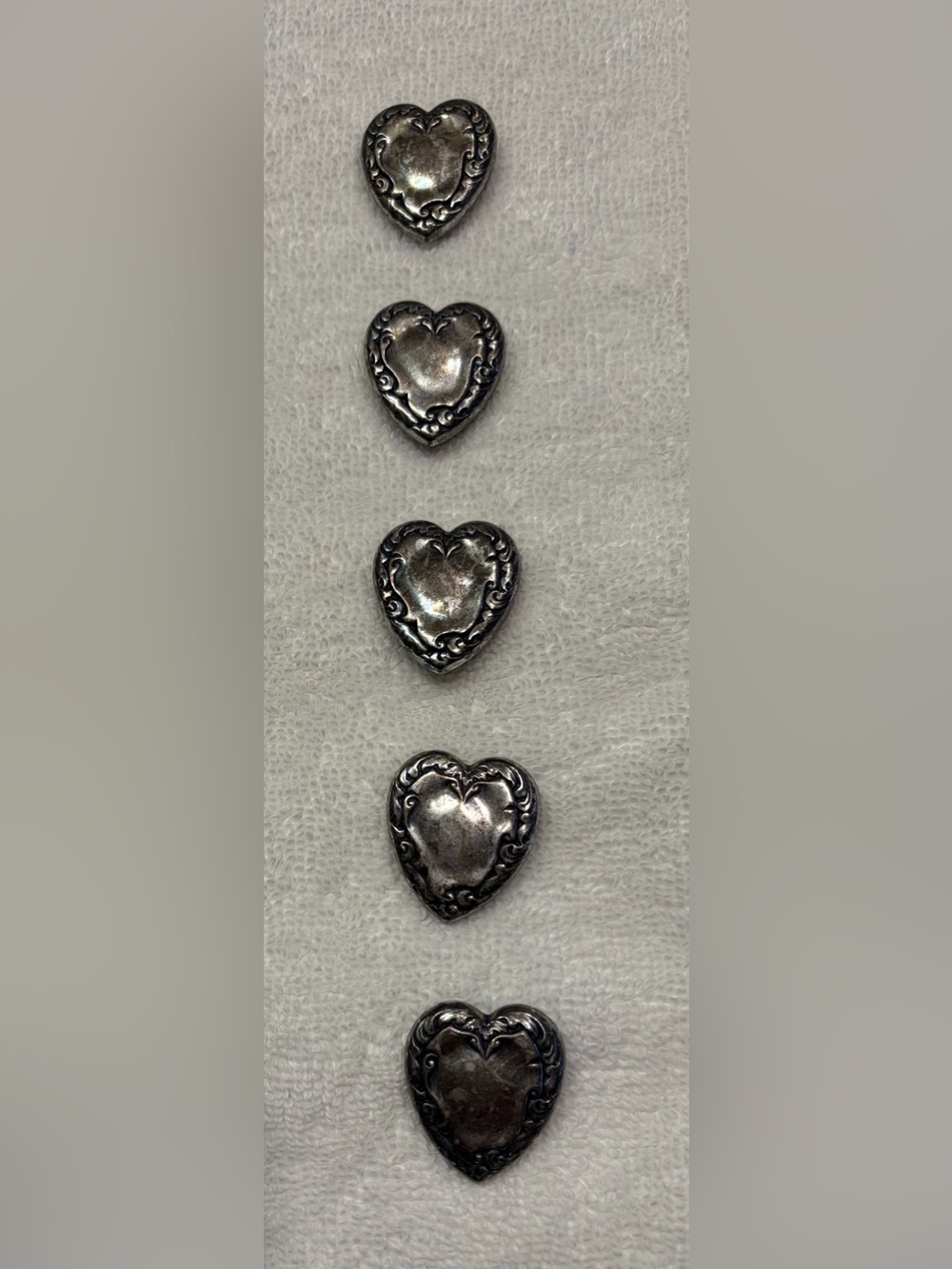 Silver Heart Button Covers Good Condition